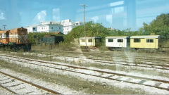 
'Wickham' trolleys and the rear of '7115' at Pyrgos yard, Greece, September 2009